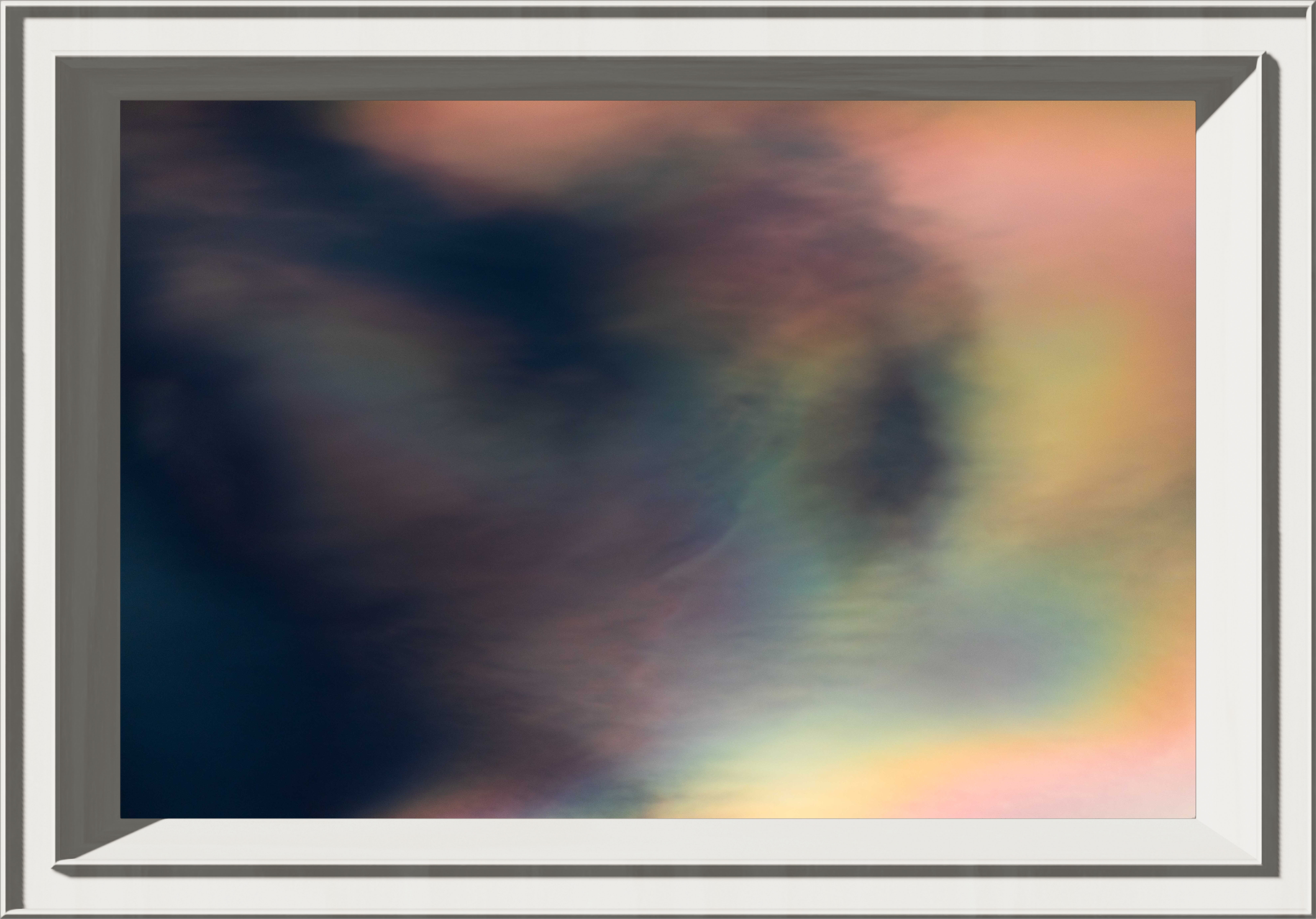 Silky diffused rainbow clouds, in a white frame